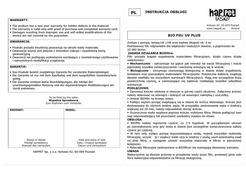 happet BIO Filtr UV PLUS user manual