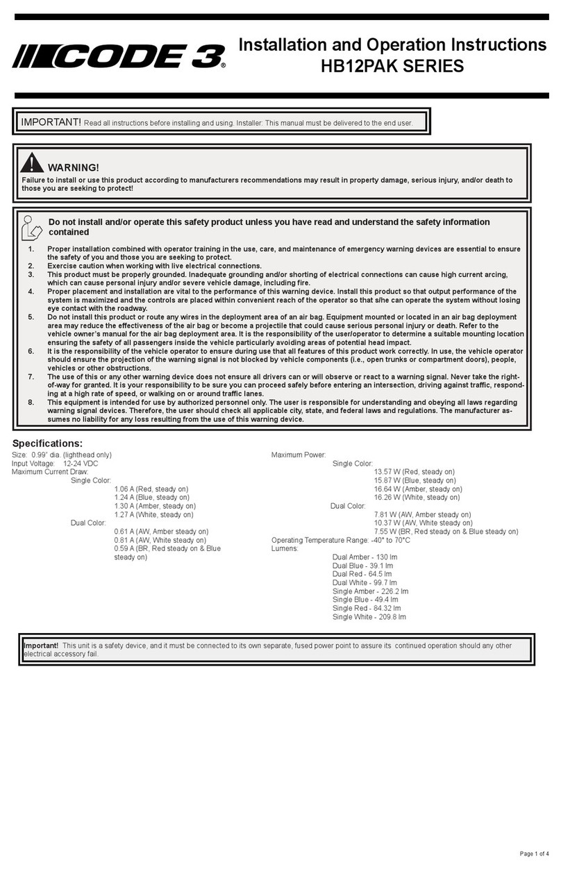 ECCO SAFETY GROUP Code 3 HB12PAK Series Installation and operation instructions ECCO SAFETY GROUP Code 3 HB12PAK Series Installation and operation instructions