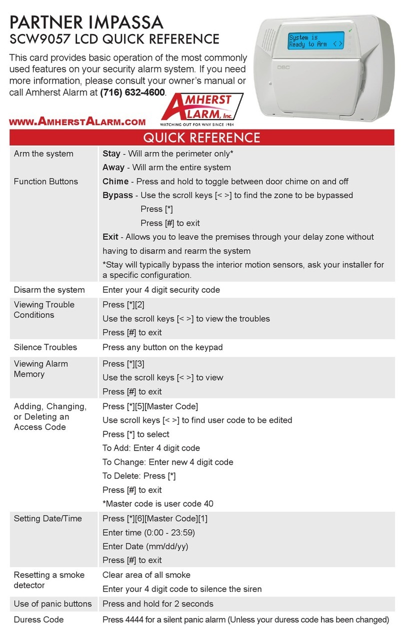 Amherts Alarm SCW9057 quick reference