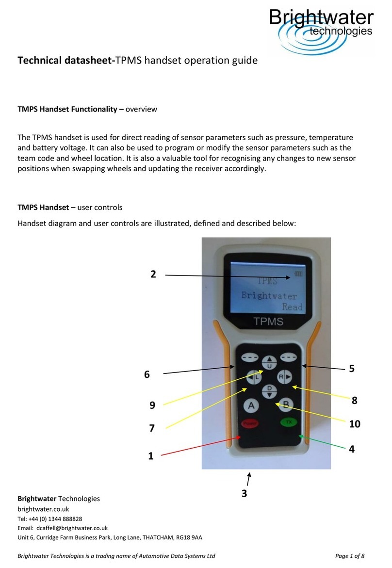 Brightwater Technologies TPMS Operation guide