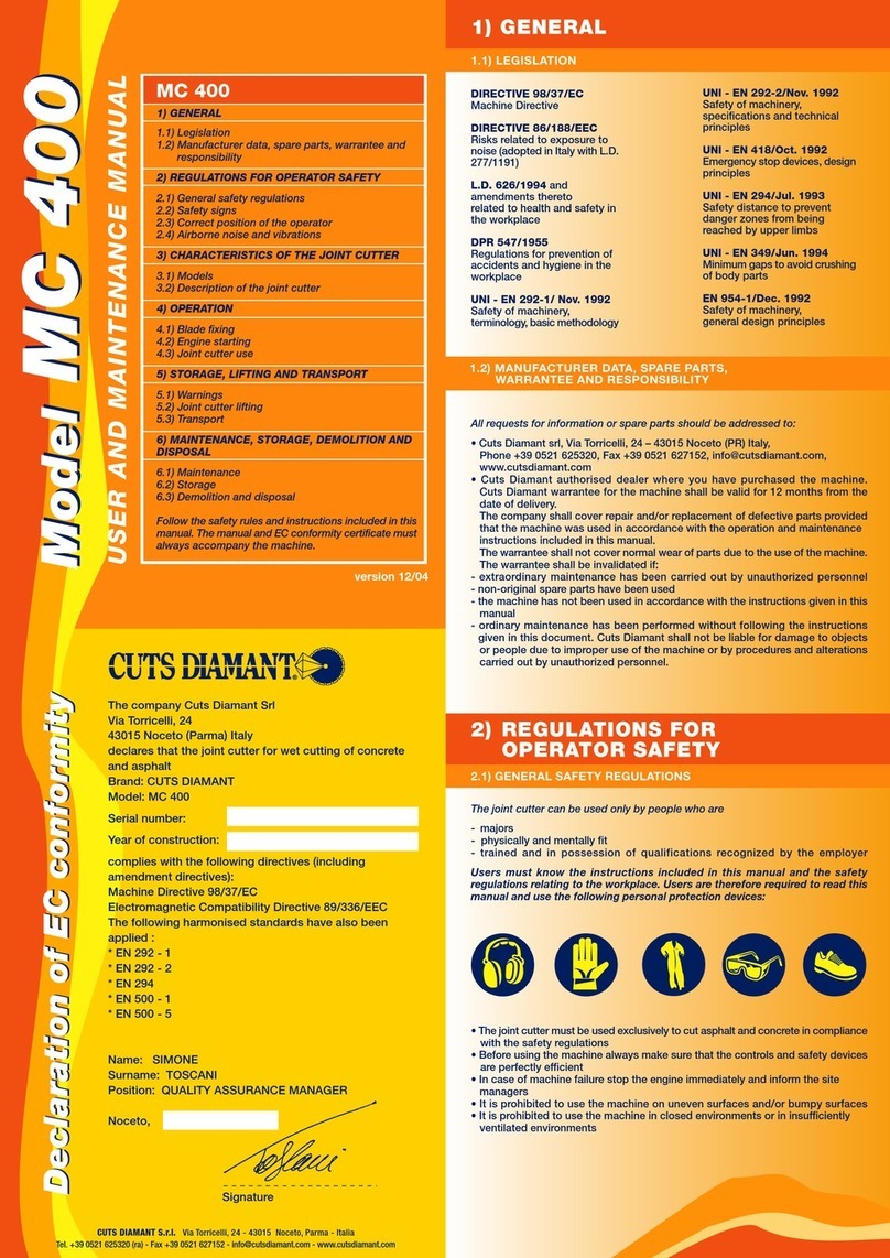 CUTS DIAMANT MC 400 Operating instructions