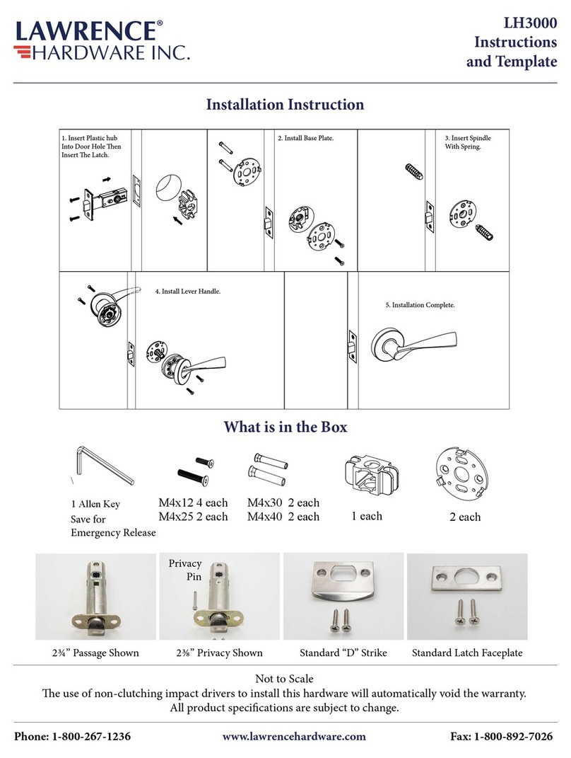 Lawrence Hardware LH3000 Installation instruction