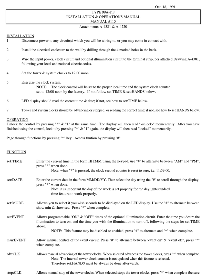 Electric Time 99A-DF Installation & operation manual