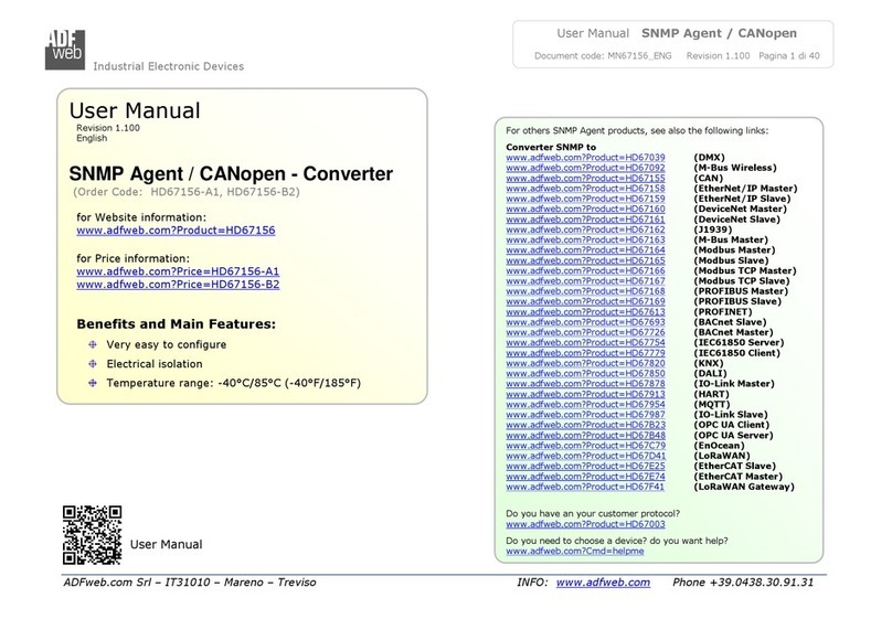 ADF Web SNMP Agent / CANopen User manual ADF Web SNMP Agent / CANopen User manual