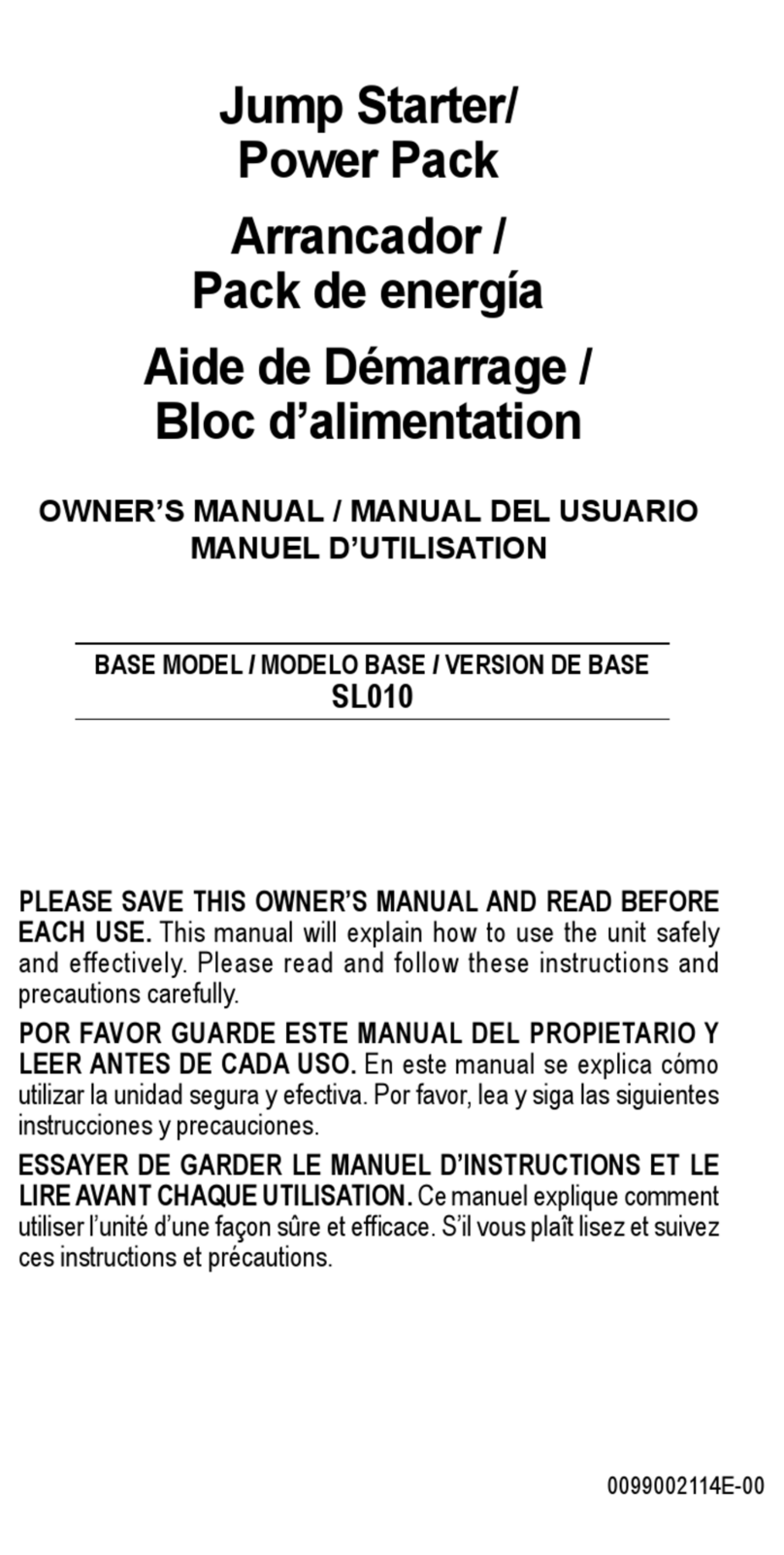 Schumacher SL010 User manual