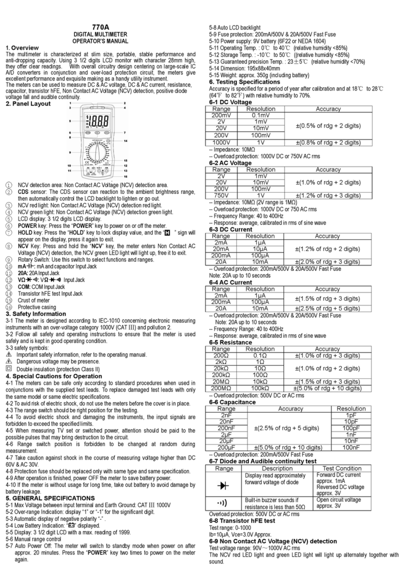 HoldPeak 770A Operator's manual