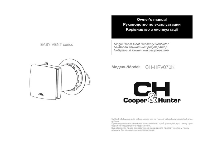 Cooper & Hunter EASY VENT Series User manual