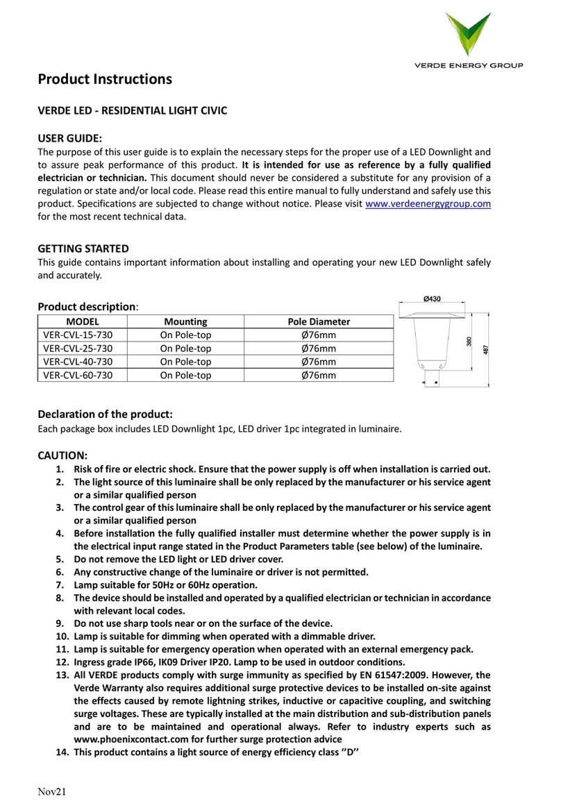 Verde Energy Group VER-CVL-15-730 Product instructions