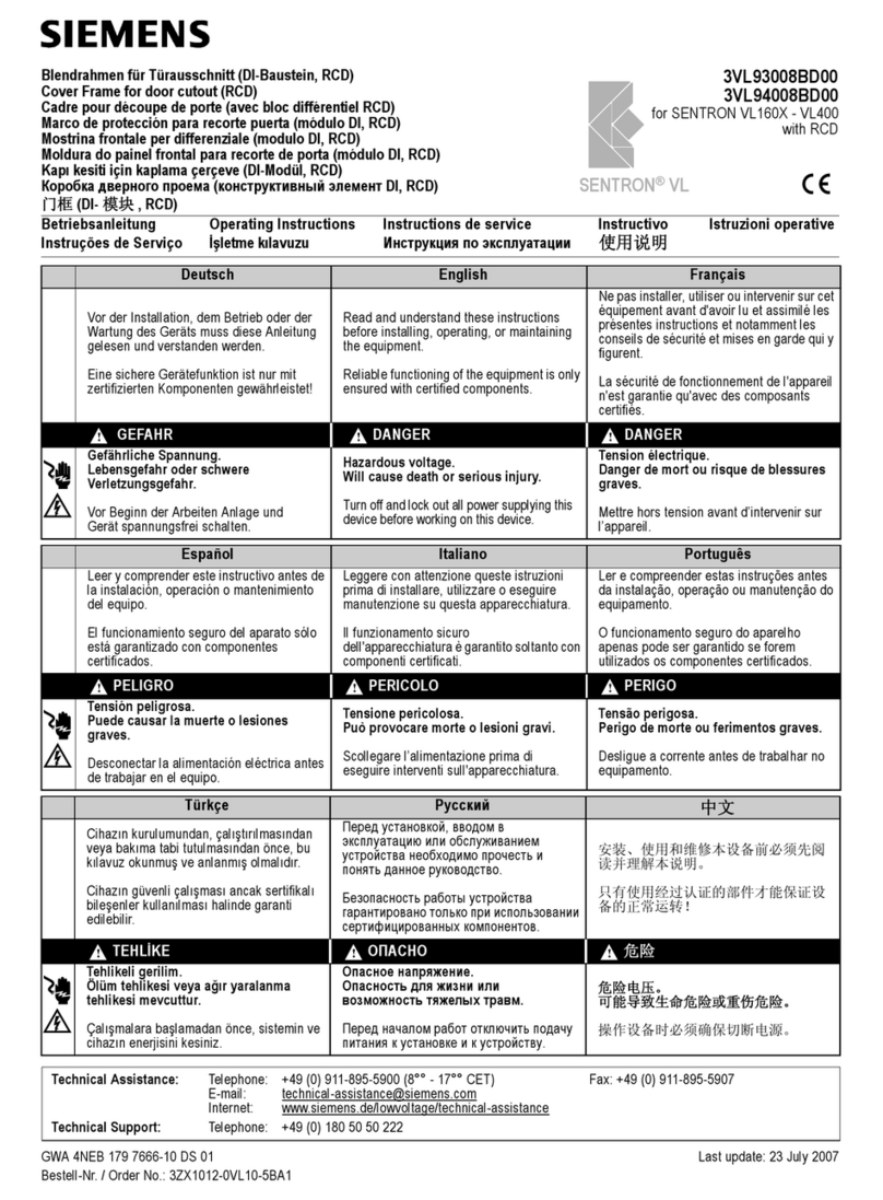 Siemens SENTRON VL 3VL93008BD00 User manual