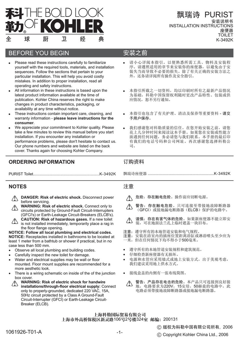 Kohler PURIST K-3492K User manual Kohler PURIST K-3492K User manual