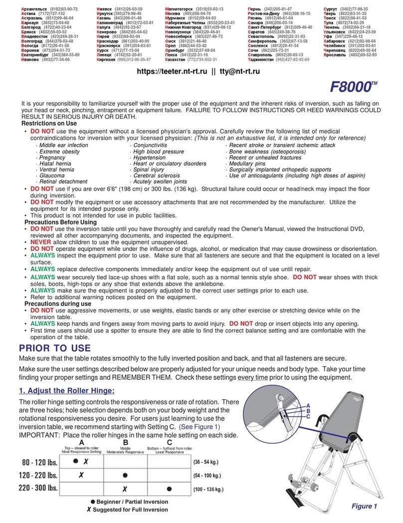 Teeter Hang Ups F8000 User manual