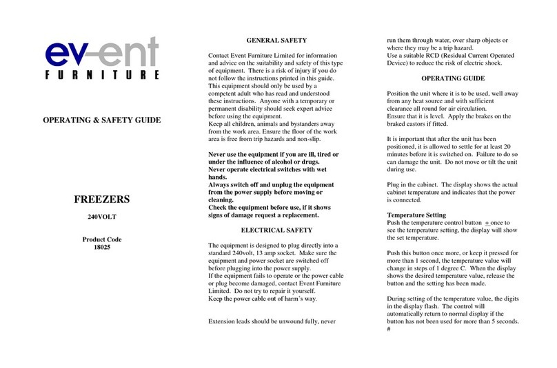 Event Furniture 18025 Operating & safety guide