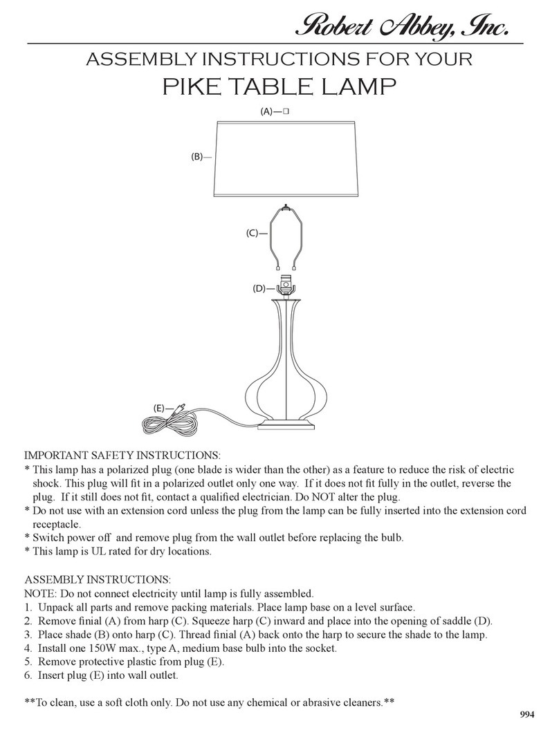 Robert Abbey PIKE TABLE LAMP Assembly instructions