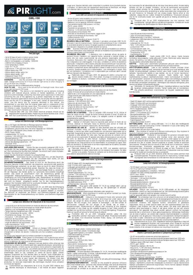 PIRLIGHT GML-100 instruction manual