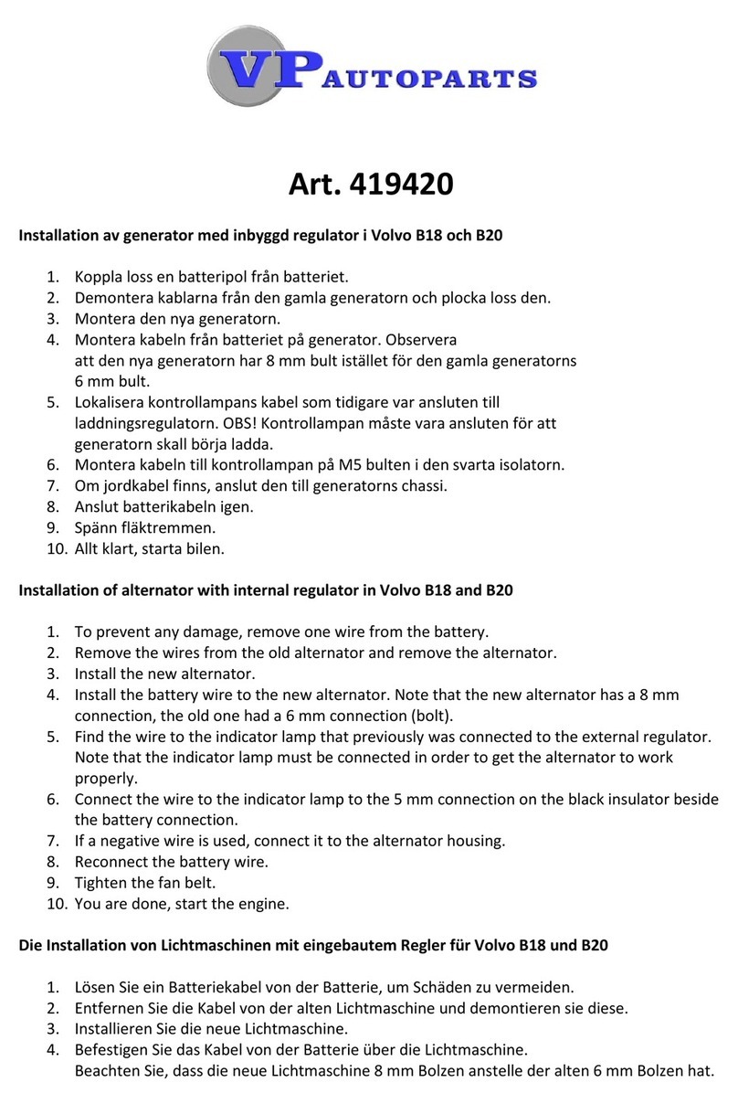 VP Autoparts 419420 User manual