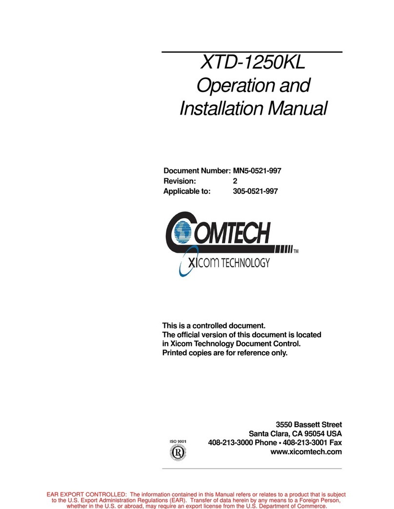 Comtech Xicom Technology XTD-1250KL Specification sheet