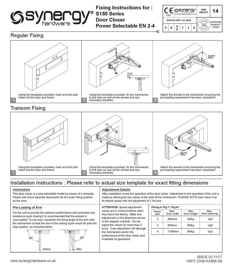 Synergy Hardware S150 Series Fixing instructions Synergy Hardware S150 Series Fixing instructions