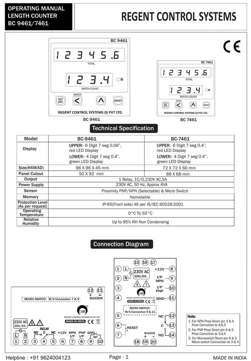 Regent Control Systems BC-9461 operating manual