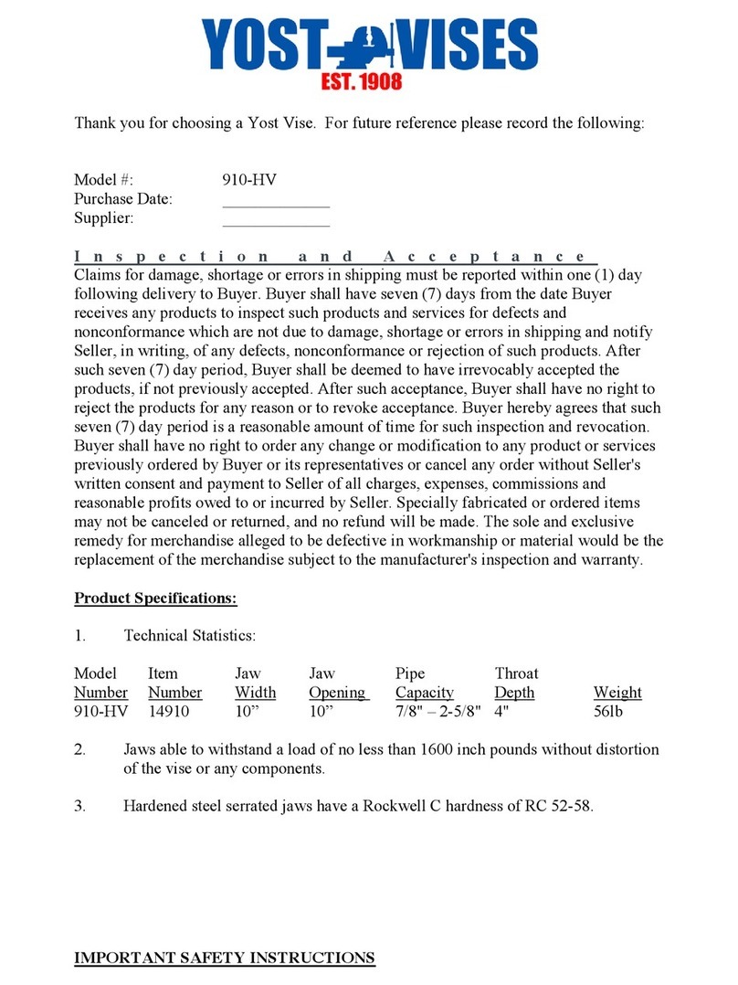 Yost Vise 910-HV User manual