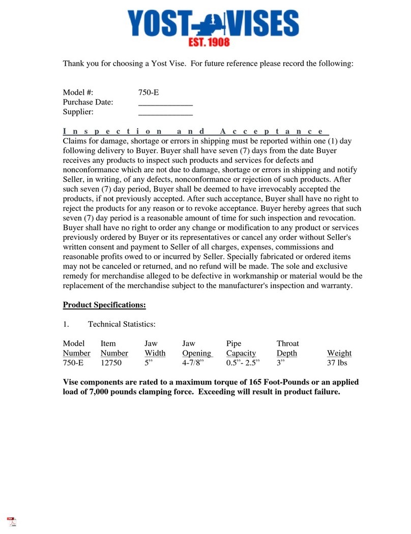 Yost Vise 750-E User manual