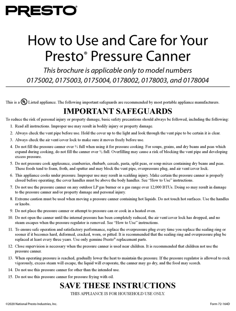 Presto 0175002 Owner's manual