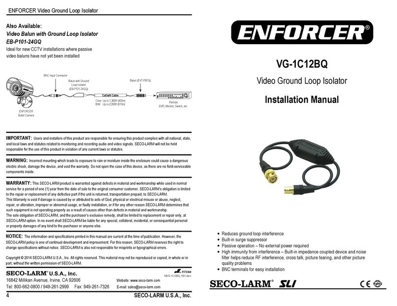 SECO-LARM ENFORCER VG-1C12BQ installation manual SECO-LARM ENFORCER VG-1C12BQ installation manual