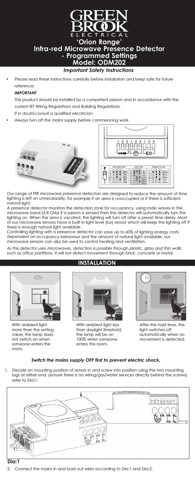 Green Brook Orion ODM202 quick start guide