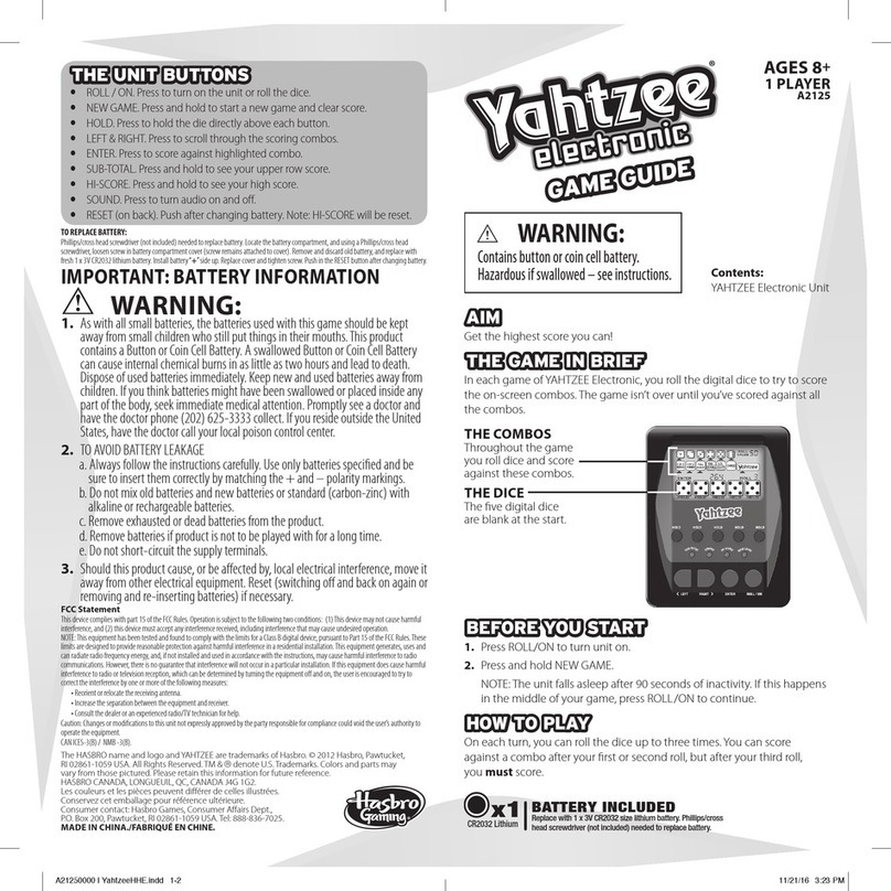 Hasbro Gaming YAHTZEE A2125 User manual