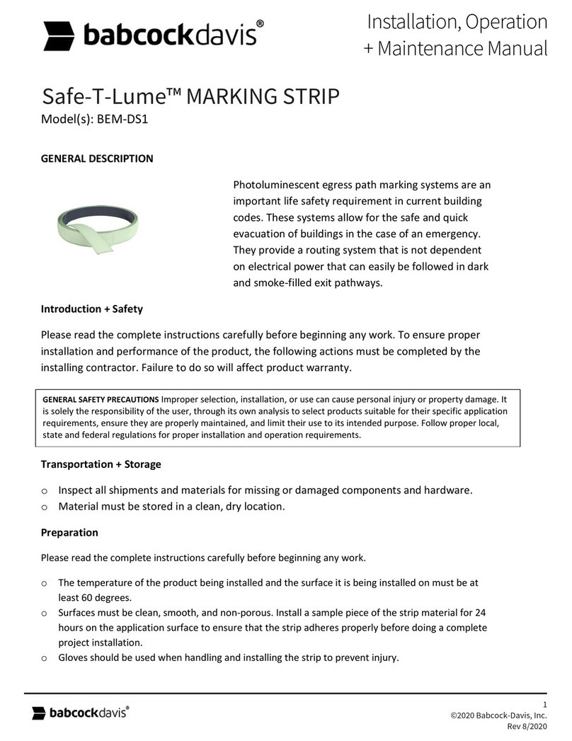 babcockdavis Safe-T-Lume BEM-DS1 Installation, operation and maintenance manual