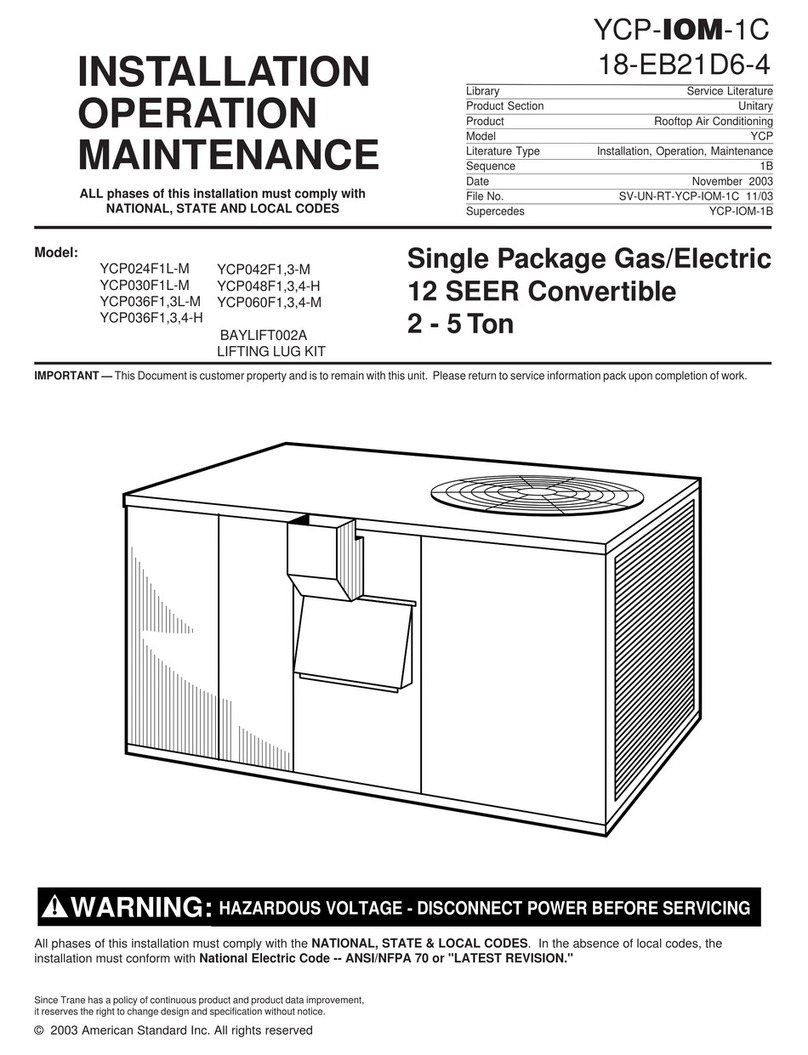 American Standard YCP-IOM-1C Owner's manual
