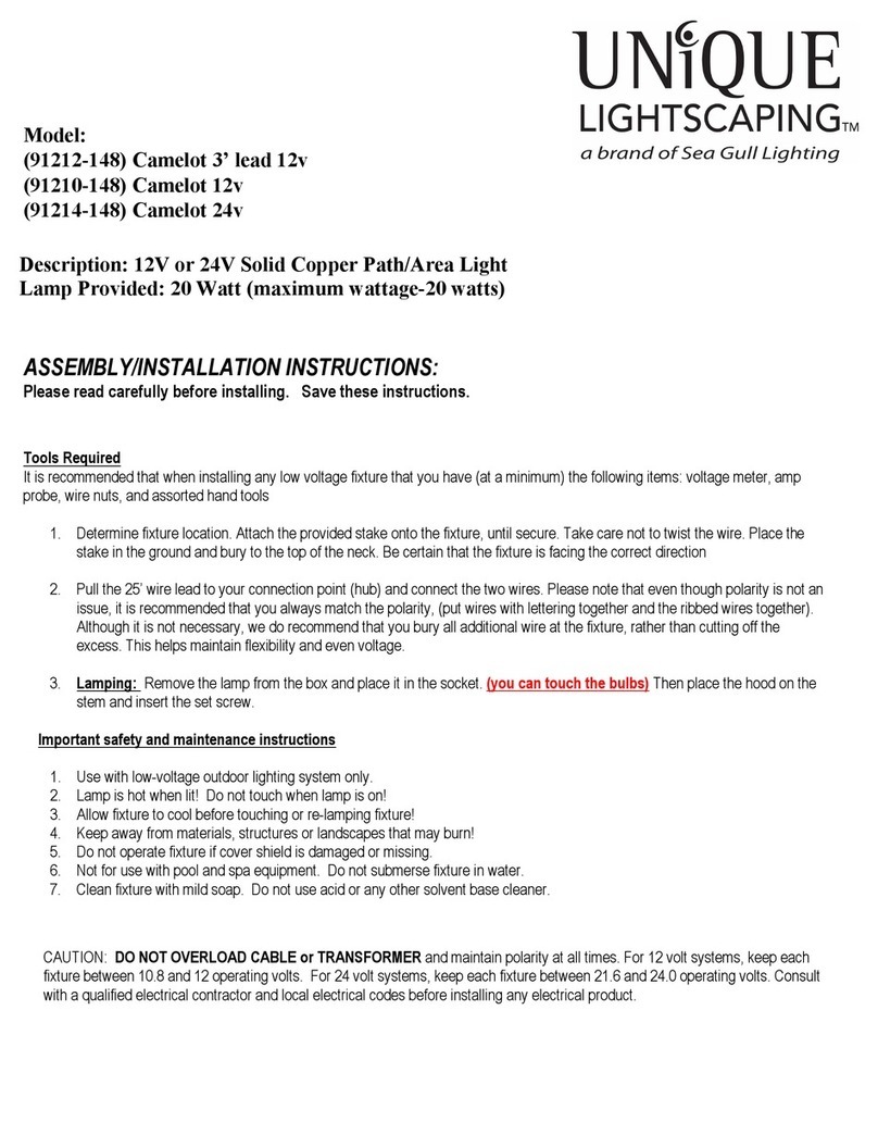 Unique Lightscaping Camelot 3' lead 12v Assembly/installation instructions Unique Lightscaping Camelot 3' lead 12v Assembly/installation instructions
