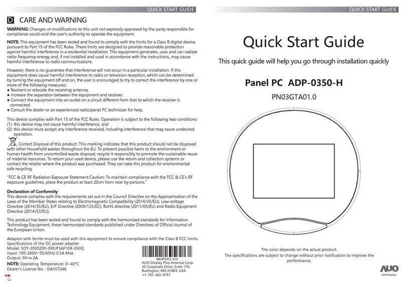 AUO ADP-0350-H quick start guide
