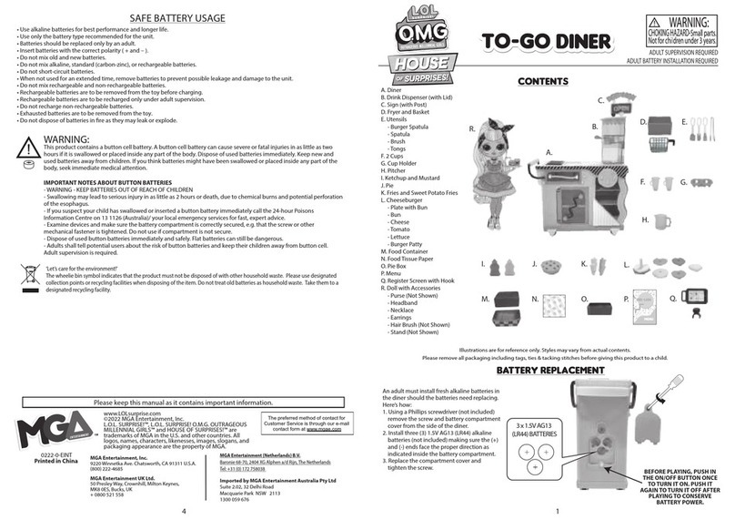 MGA LOL O.M.G. HOUSE of SURPRISES! TO-GO DINER User manual