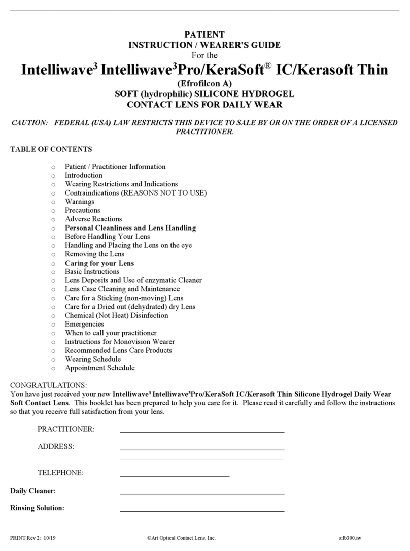Art Optical Intelliwave3 PATIENT INSTRUCTION / WEARER'S GUIDE
