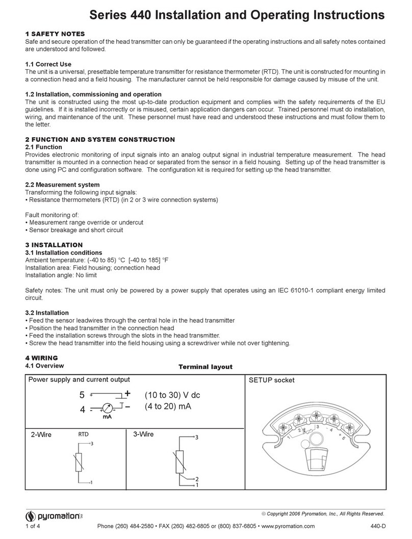 pyromation 440 Series Installation and operating instructions