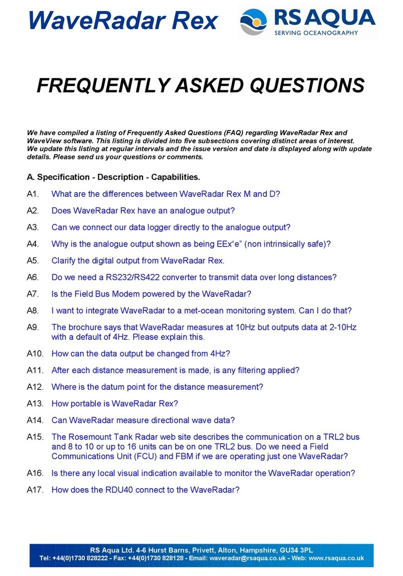 RS Aqua WaveRadar Rex Series Installation guide