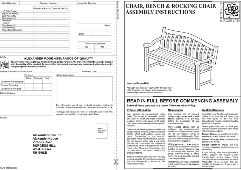 ALEXANDER ROSE CHAIR, BENCH & ROCKING CHAIR Assembly instructions