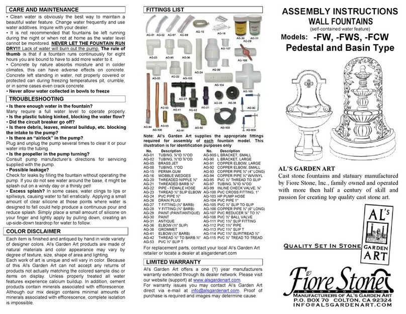 AL’S GARDEN ART Fiore Stone FW Series Assembly instructions AL’S GARDEN ART Fiore Stone FW Series Assembly instructions