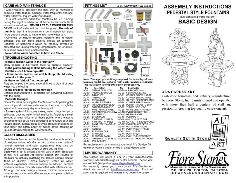 AL’S GARDEN ART Fiore Stone Basic Design Assembly instructions AL’S GARDEN ART Fiore Stone Basic Design Assembly instructions