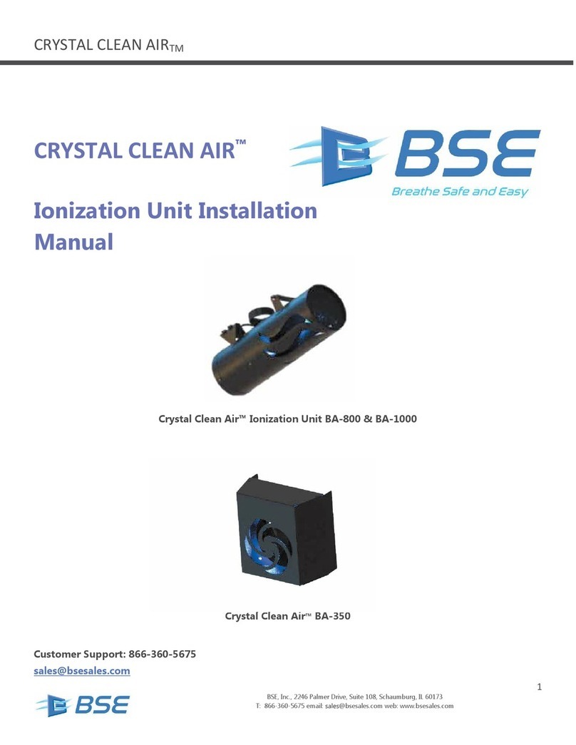 BSE Crystal Clean Air BA-800 installation manual
