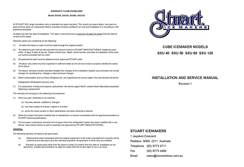 Stuart Icemakers SXU Series Installation and service manual