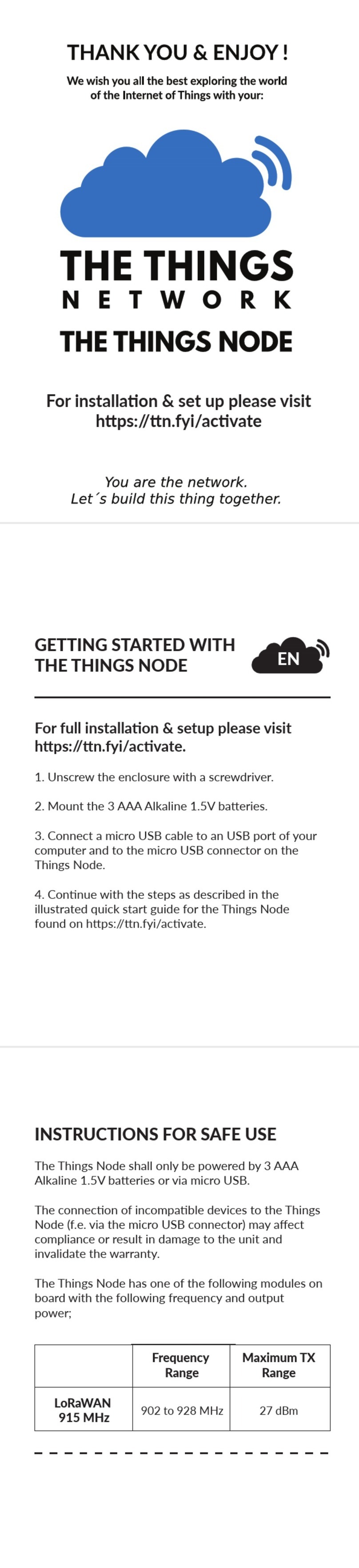 The Things Products The Things Node Getting started