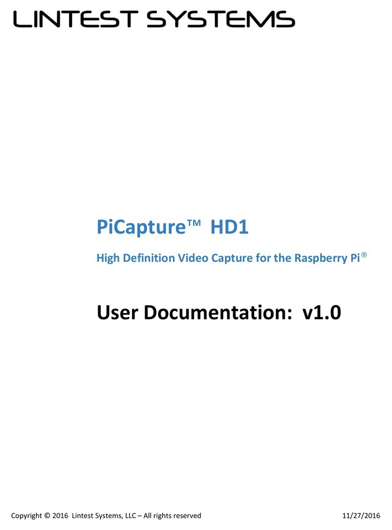 Lintest Systems PiCapture HD1 Operator's manual