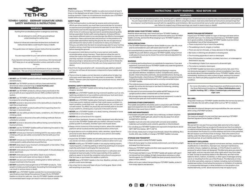TETHRD Eberhart Signature Series Safety warnings and instructions