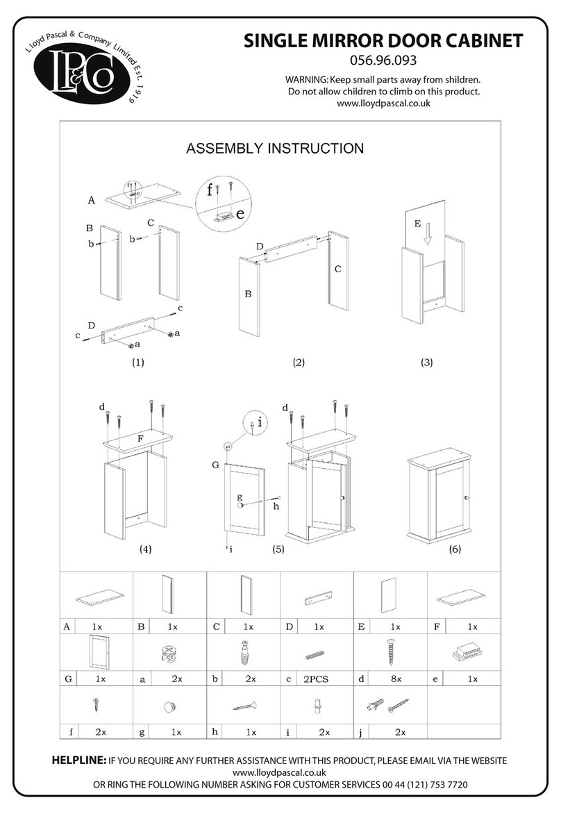 Lloyd Pascal SINGLE MIRROR DOOR CABINET User manual