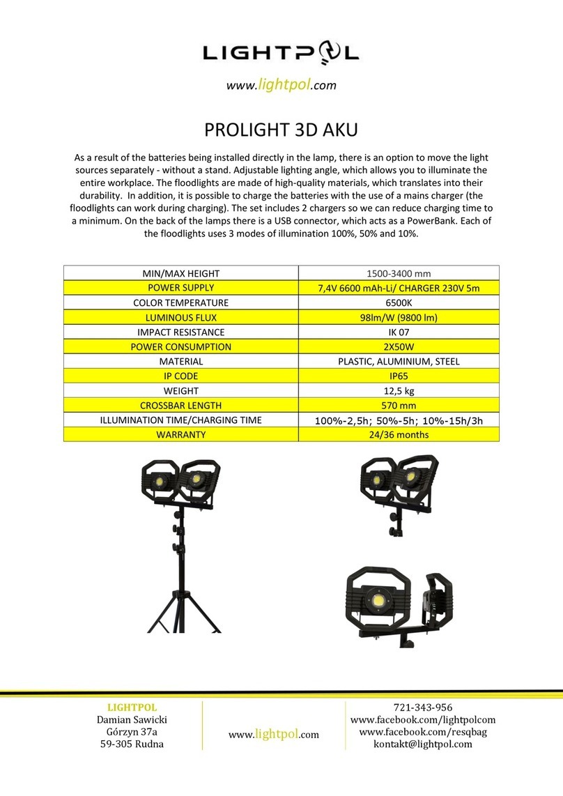 LIGHTPOL PROLIGHT 3D AKU manual