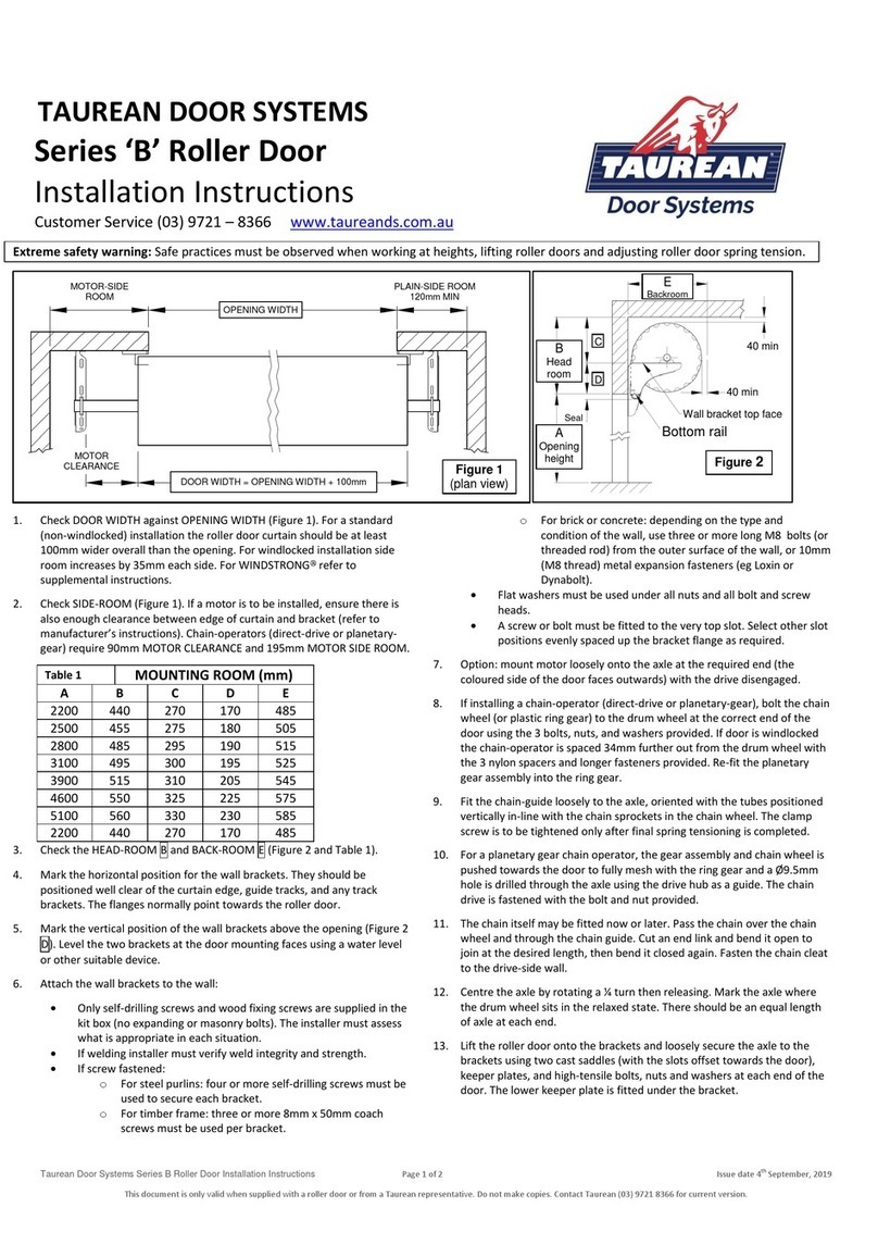 Taurean B Series installation instructions