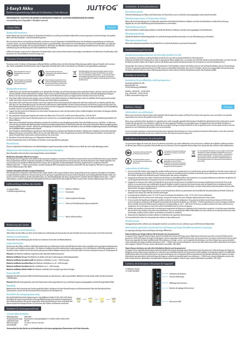 JUSTFOG J-Easy3 Akku user manual