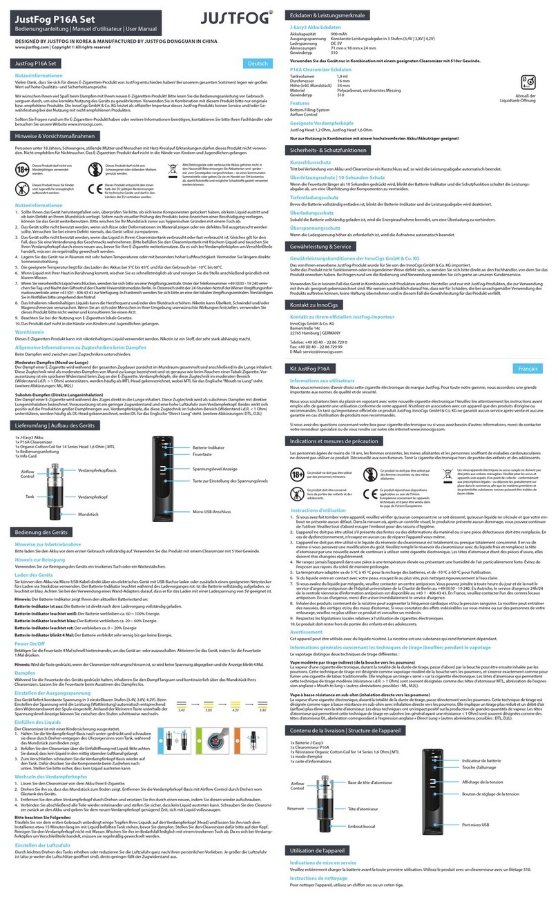 JUSTFOG P16A Set quick start guide