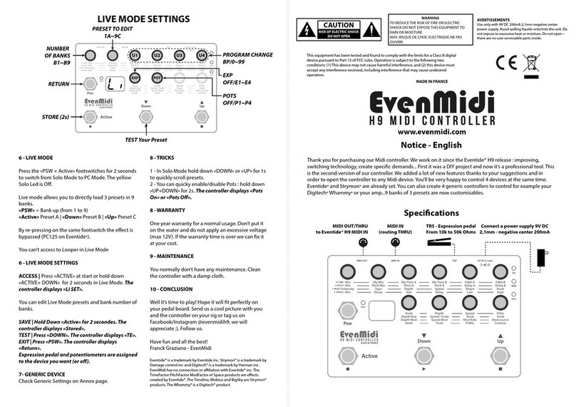 EvenMidi H9 Operation and maintenance manual
